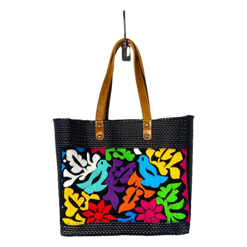 Handwoven Recycled Plastic Tote: Mexican Embroidered Market Bag
